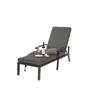 Chaise Longue De Jardin Avec Coussin En Coton, Chaise Longue De Piscine Réglable En Aluminium Antirouille, Grise (1 Pièce)