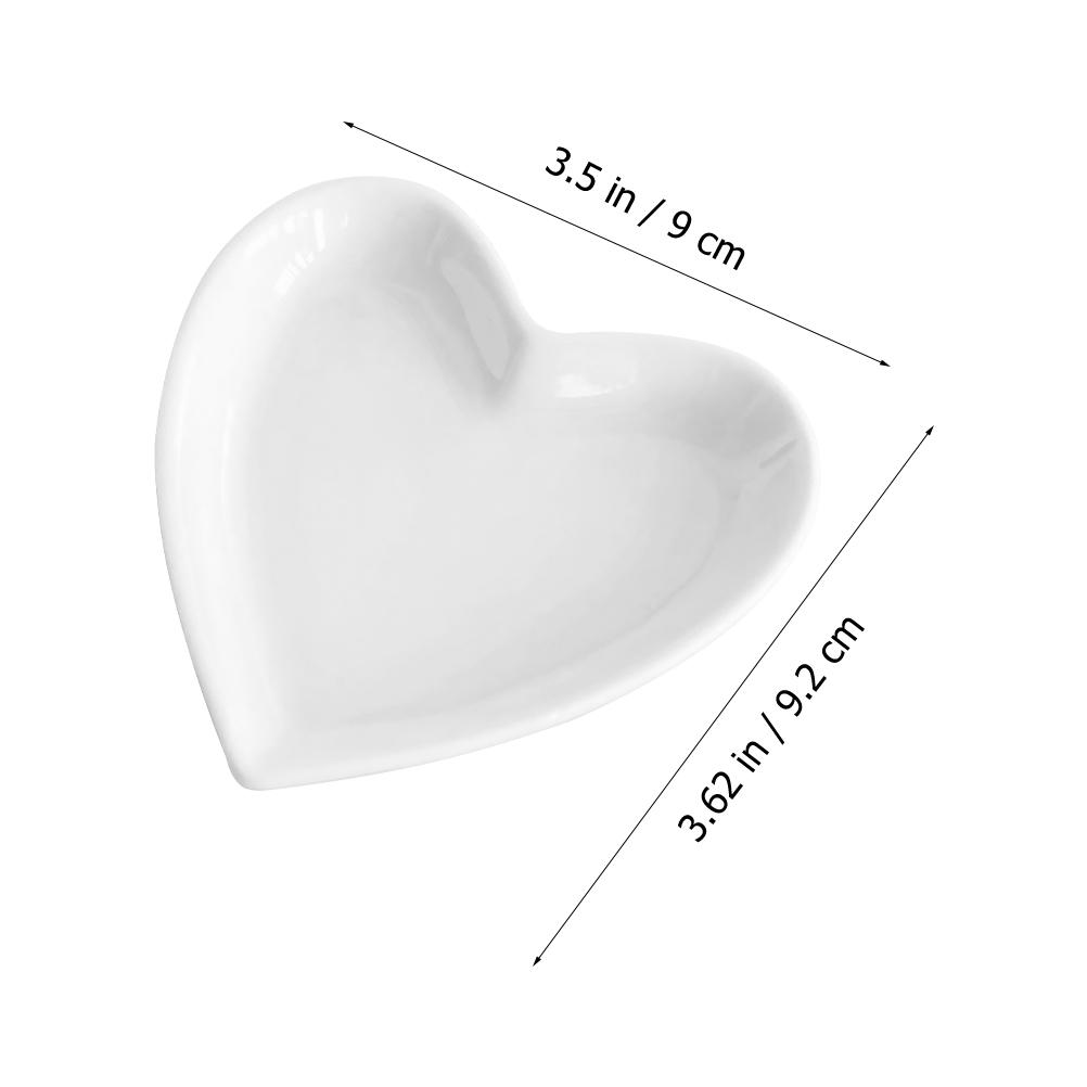 2Pcs White Serving Tray Ceramic Snack Plates Food Dish Heart Shaped Ceramics Tableware Snack Dessert Dining Table