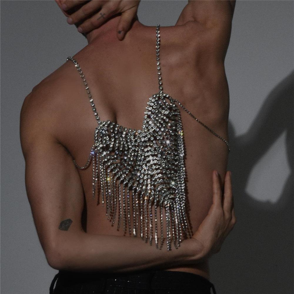 Luxury Heart-Shaped Rhinestone Back Chain, European And American Fashion And Sexy Body Chain Accessories Back Chain