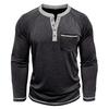 Men's Button Lapel Colored Cotton Long Sleeved Base Men's Top