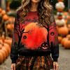 Women's Long Sleeve Halloween Print Neck Pullover Sweatshirt Top