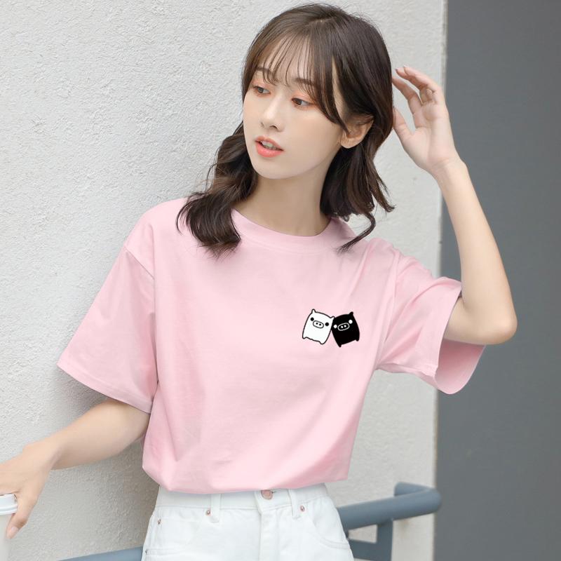 

White short-sleeved t-shirt women s 2025 new women s shirt design sense simple half-sleeved cotton loose summer top XXXL
