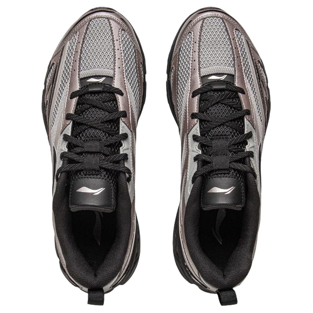 Li-Ning Fuyou 2.0 V2 Tecido Retrô Couro Sintético Amortecimento Suporte Respirável Retorno Tênis de Corrida Cano Baixo Masculino Tênis Cinza Prata ARXV001-2