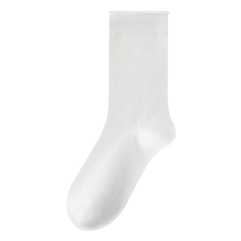 Mulberry Silk Stockings for Children, Summer, Thin, Cool, Boneless, Rolled-up, Pile Socks, White Mid-calf Socks for Postpartum Women