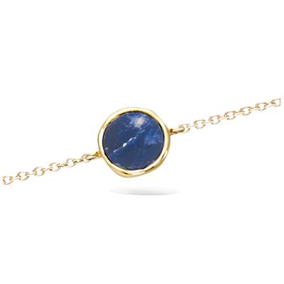 [R4209] - Gold Plated Bracelet 'Cleopatra' Golden Blue (sodalite) - 10 Mm
