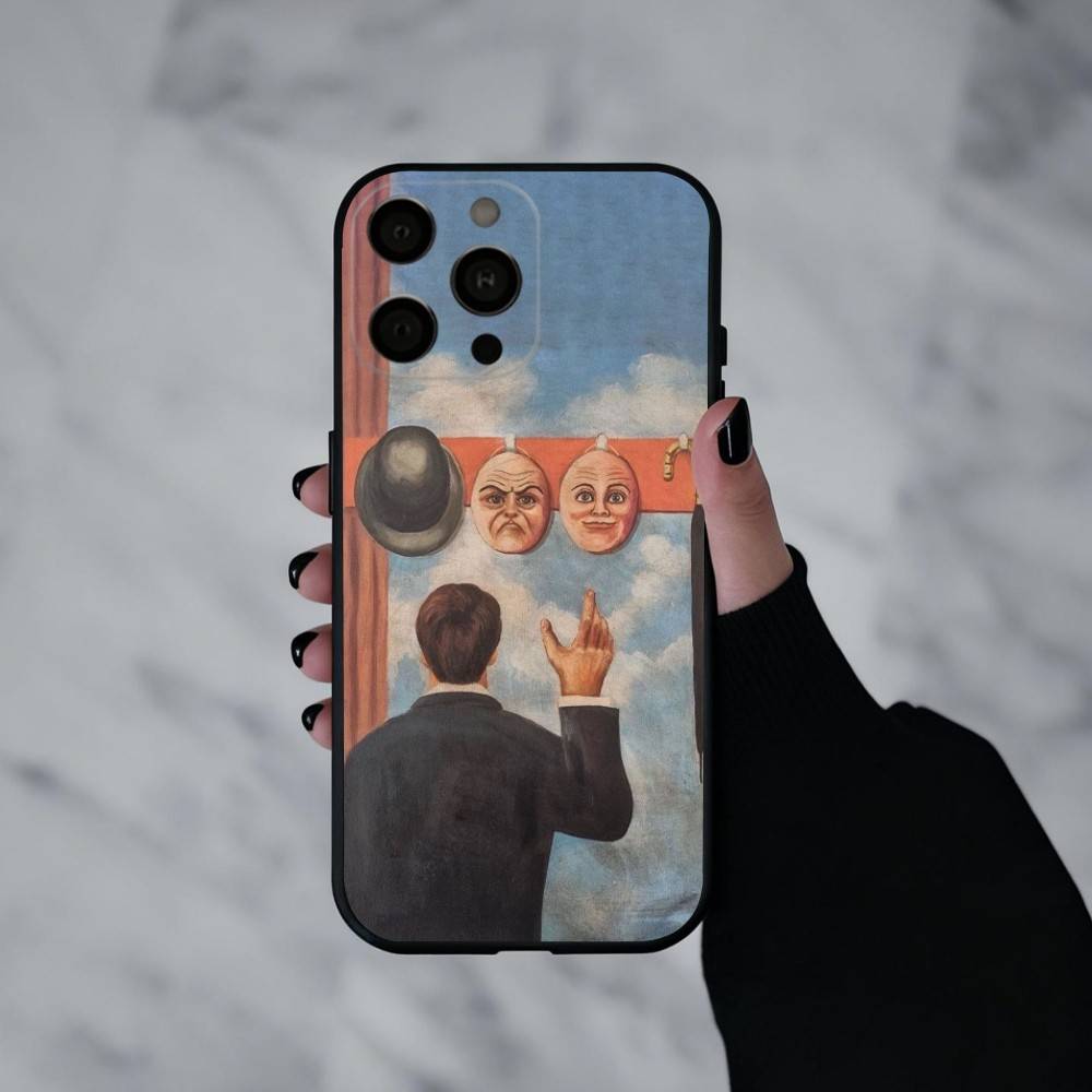 R-Rene M-Magritte A-Art   Phone Case For iPhone 17pro,16,15,14,13,12,11 Plus,Pro Max,XS,Soft Silicone Black Cover
