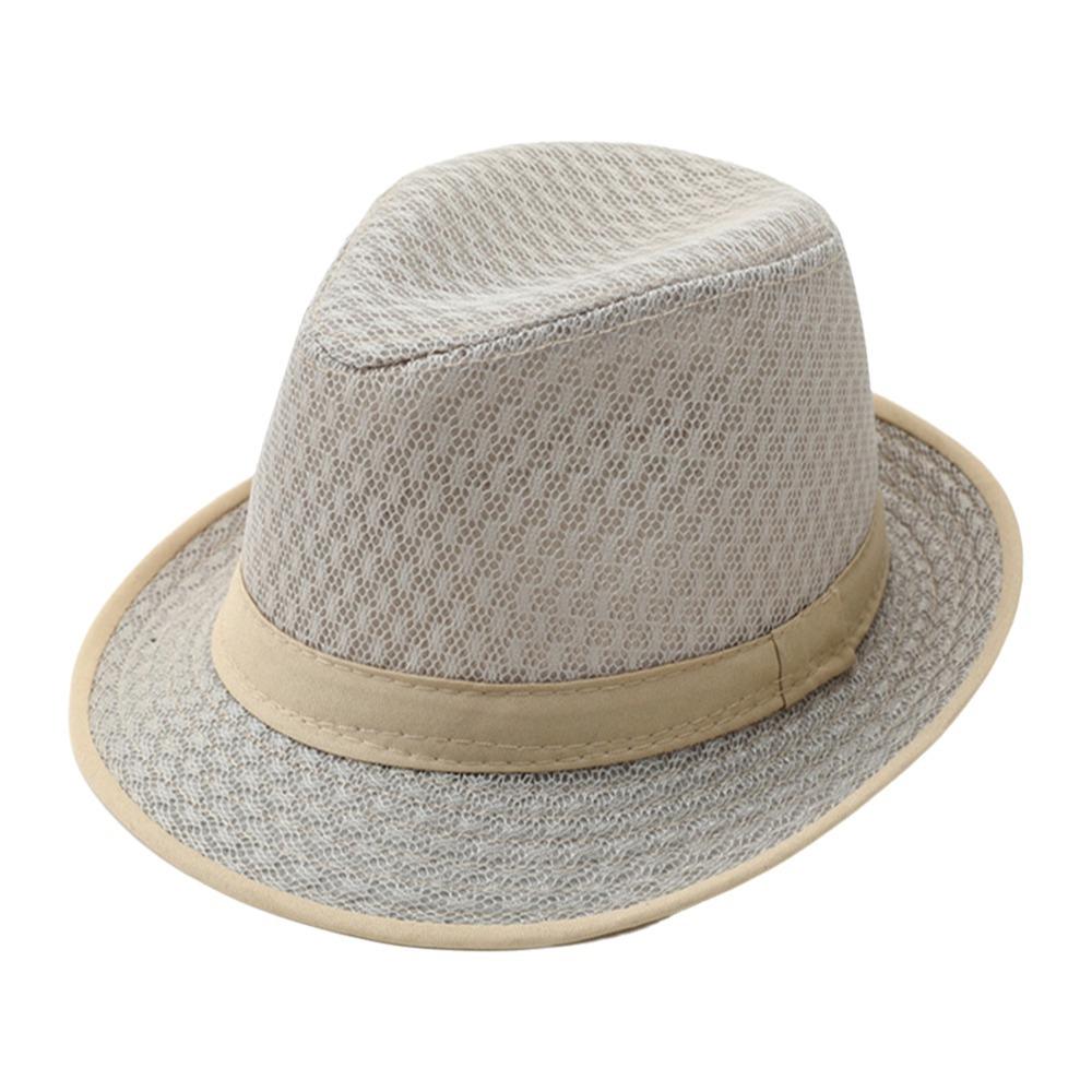 Mesh Western Cowboy Hat Breathable Jazz Fedora Hats New Top Hat for Women Men бежевый