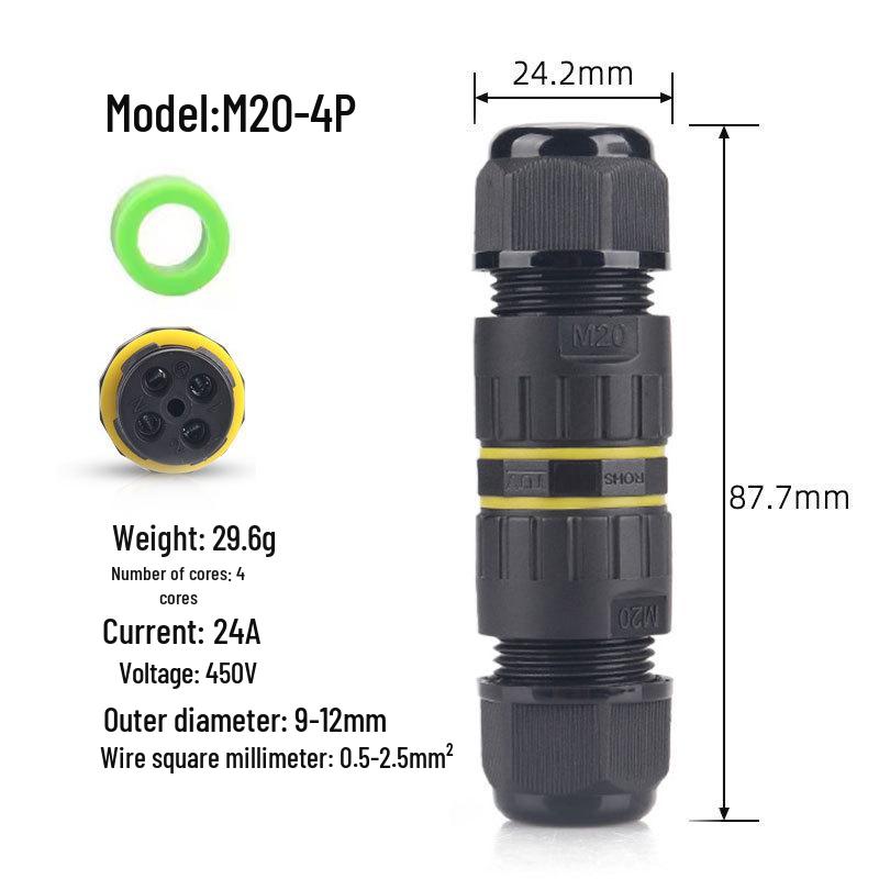 IP68 M20 Outdoor Waterproof Connector for Street Lights - 3-Core & 4-Core Cable Compatible