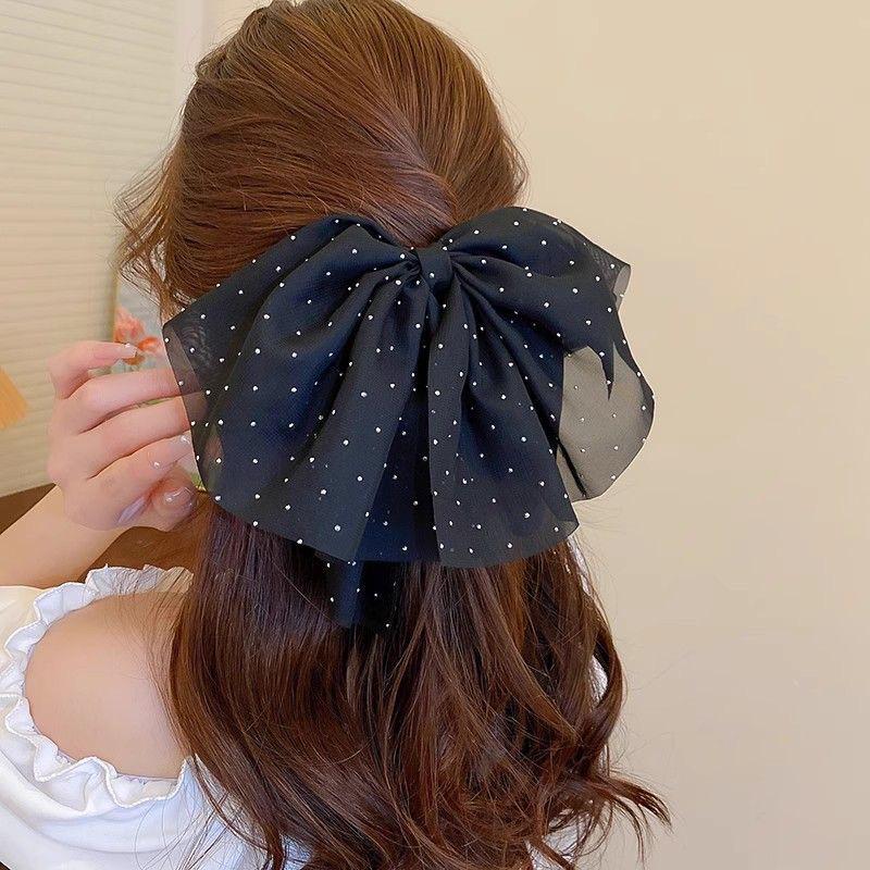 Elegant French Mesh Bow Hair Bun Clip