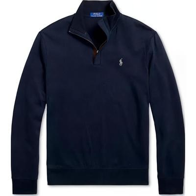 Polo Einfarbiges Halb-Zip Logo Besticktes Langarm-Sweatshirt Herren Sweatshirt Marineblau 710890534-028