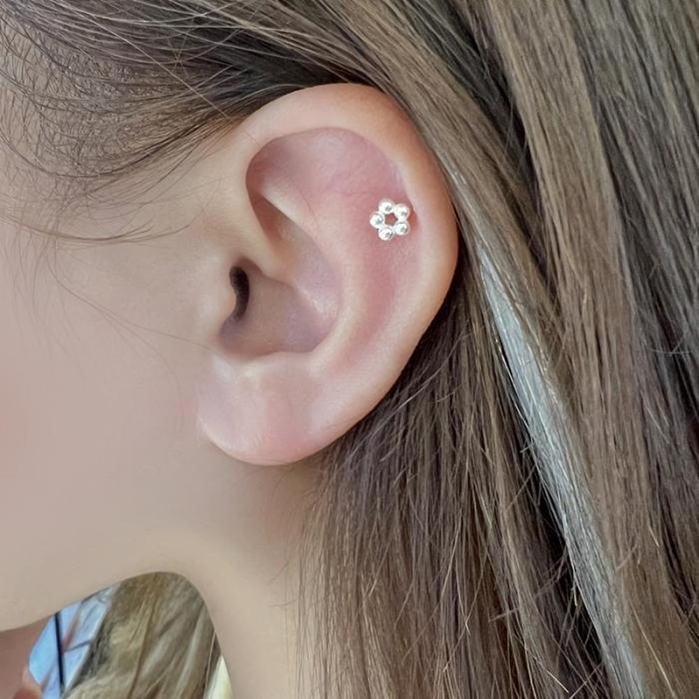 Silver 925 Dot Flower Ball Piercing (S9229303)