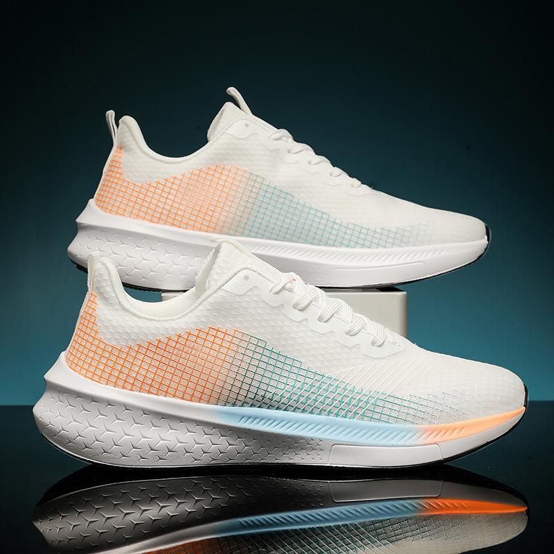 Мужские удобные ультрамягкие и дышащие кроссовки на шнуровке 45 белый/фиолетовый — фото 7