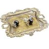 Decorative Jewelry Storage Tray in Resin with Vintage Styling, Raised Border, and Side Handles for Dresser or Entryway Use