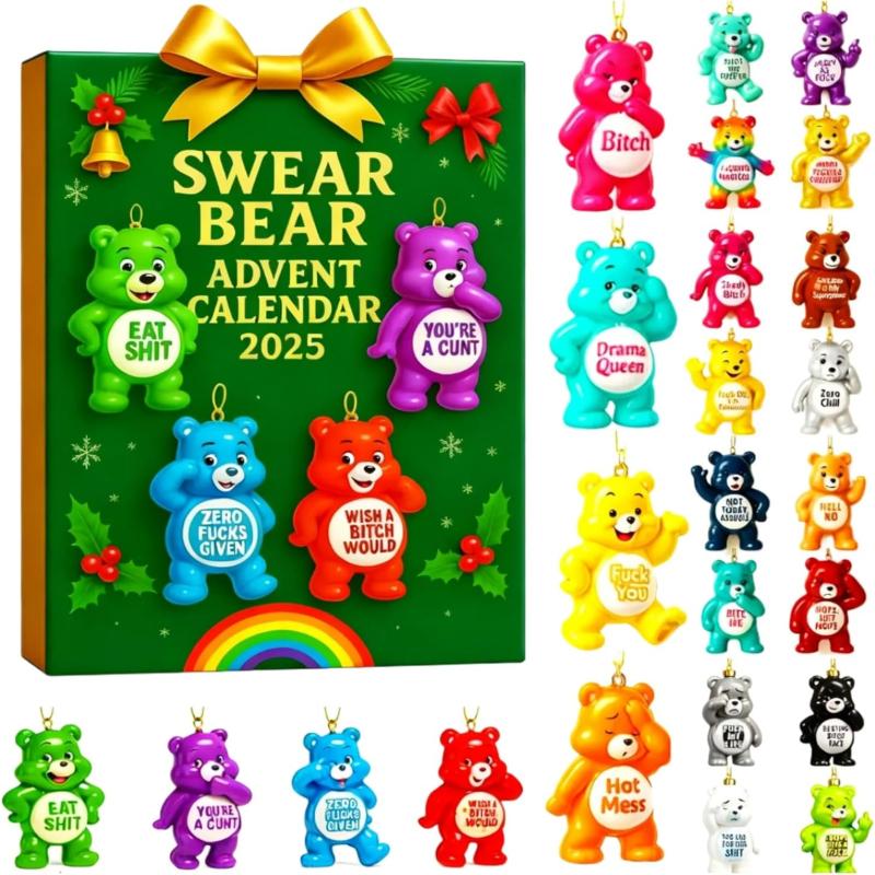 

Сквернослов Медведь Адвент-календарь 2025 2D Животный Декор с Вульгарным Юмором, Характером и Подарками-Розыгрышами для Взрослых, Идеальный Праздничный Новинка для Рождества