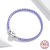 S925 Silver Purple Genuine Leather Lucky Bracelet