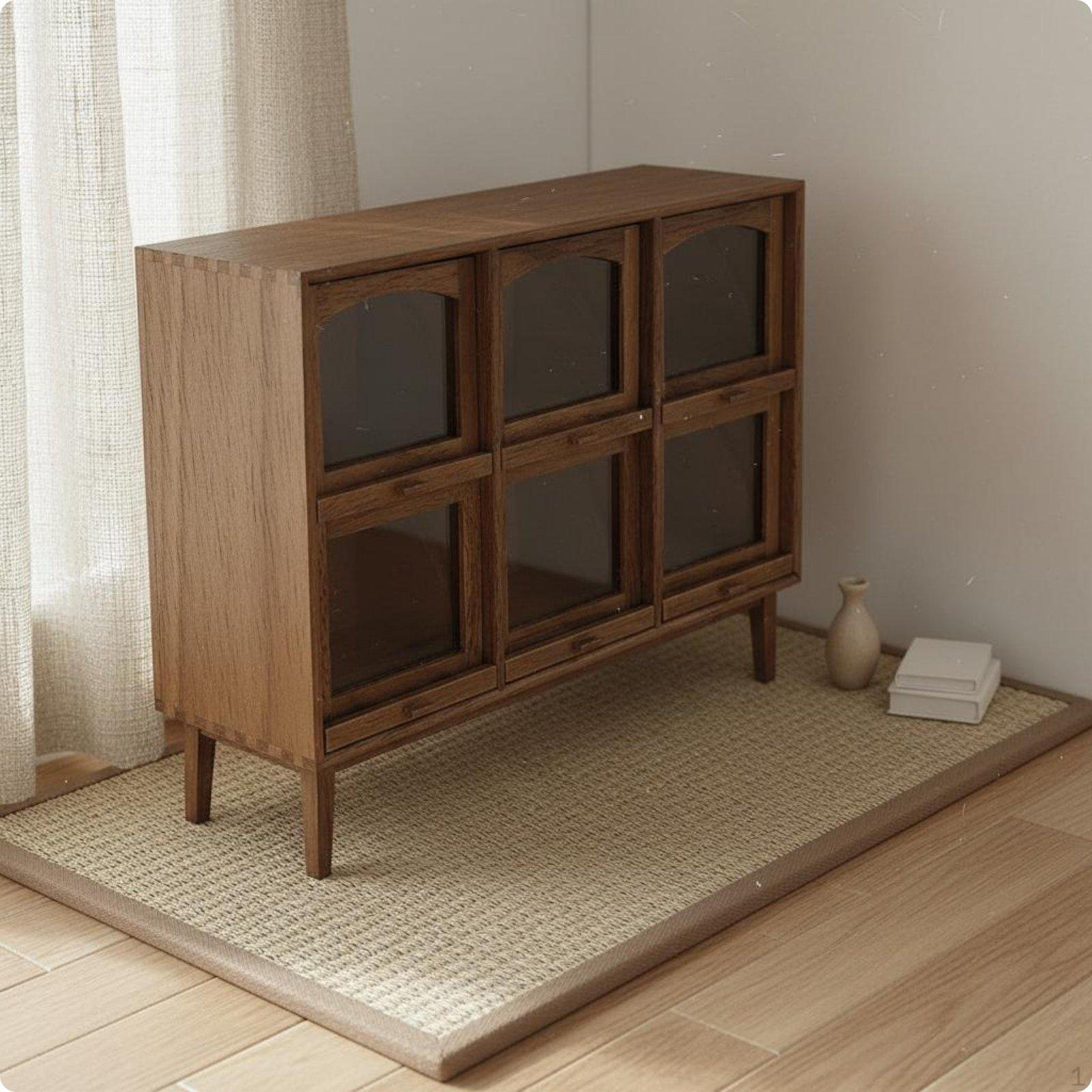 Dollhouse 6Compartment Cabinet Details Retro Miniature High Detail Model Weathered Elegance