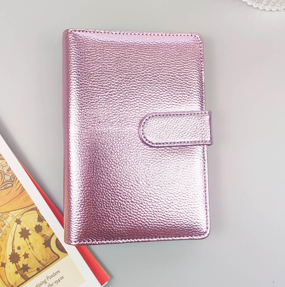 A5 A6 Metallic Texture PU Leather DIY Binder Photocards Collect Book Diary Agenda Planner Cover Stationery
