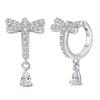 925 Silber Sexy Hängende Ohrringe Schmetterling Schleife Herz Blume Muschel Perle Edelstein Bling Set für Damen Ohrstecker Geschenk Feiner Schmuck