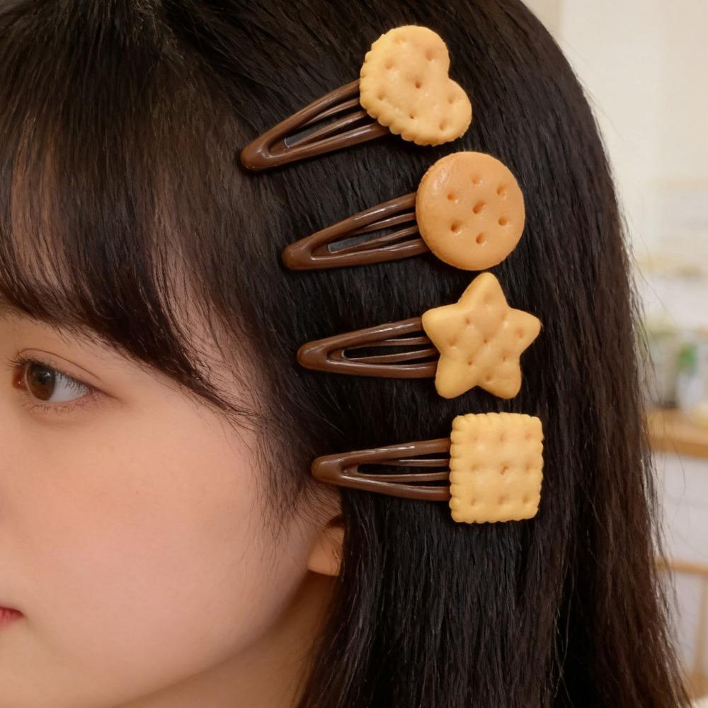 8Pcs/Set Cute Simulation Biscuit Hair Clips for Women Girls Adorable Funny Hairpins Daily Sweet Hair Accessories