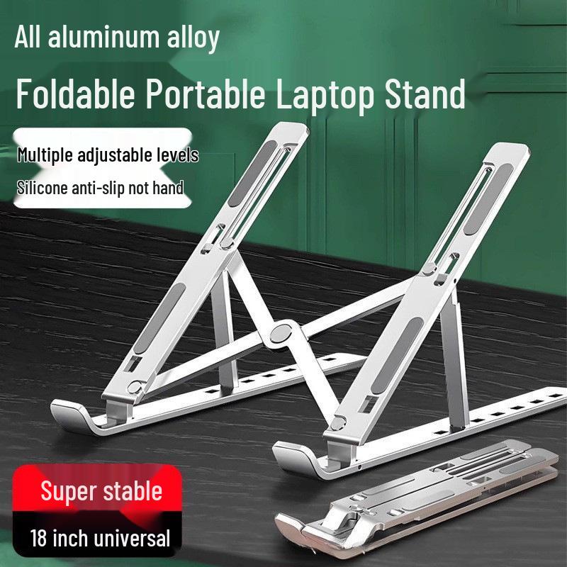Portable Aluminum Laptop Stand: Foldable, Adjustable Height, Stable Support with Heat Dissipation