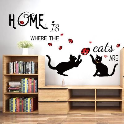 Creative English Home Cat Wall Stickers Living Room Bedroom Children's Room Background Wall Decoration Stickers