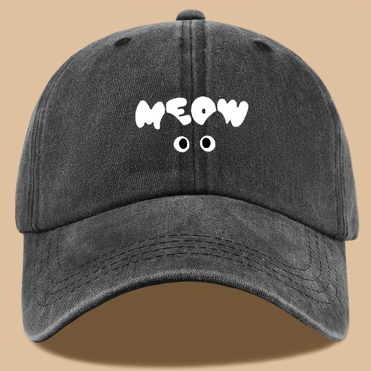 

Interesting MEOW Letter Printed Baseball Cap, Outdoor Casual Sun Hat, Breathable and Comfortable чорний