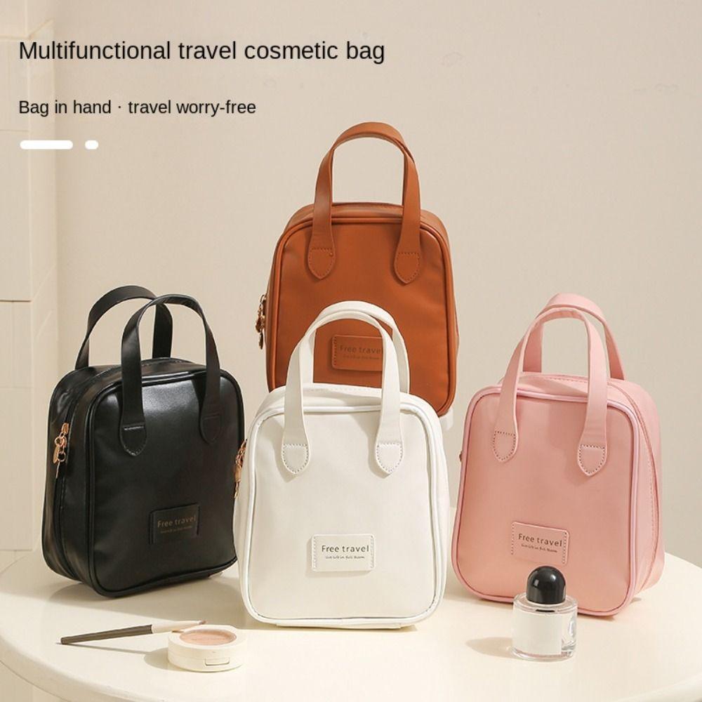 

Косметичка из искусственной кожи большой емкости с ручкой, органайзер для хранения косметики, органайзер для макияжа