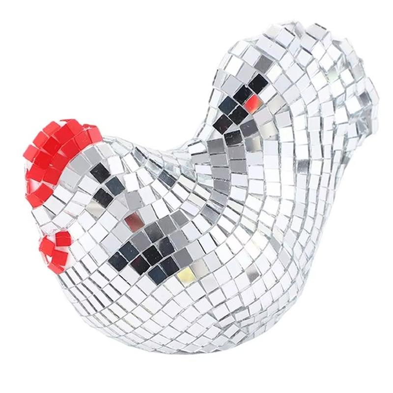 

AS60-Dancing For Wedding Thanksgiving Decorative Mirror Ball Acrylic Chicken Figurine Reflective Collectible Party Display серебряный