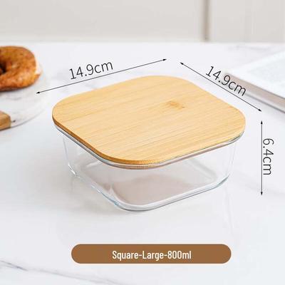 ZISIZ Quadratische Glas-Lebensmittelaufbewahrungsbehälter mit Bambusdeckeln (2er-Pack)