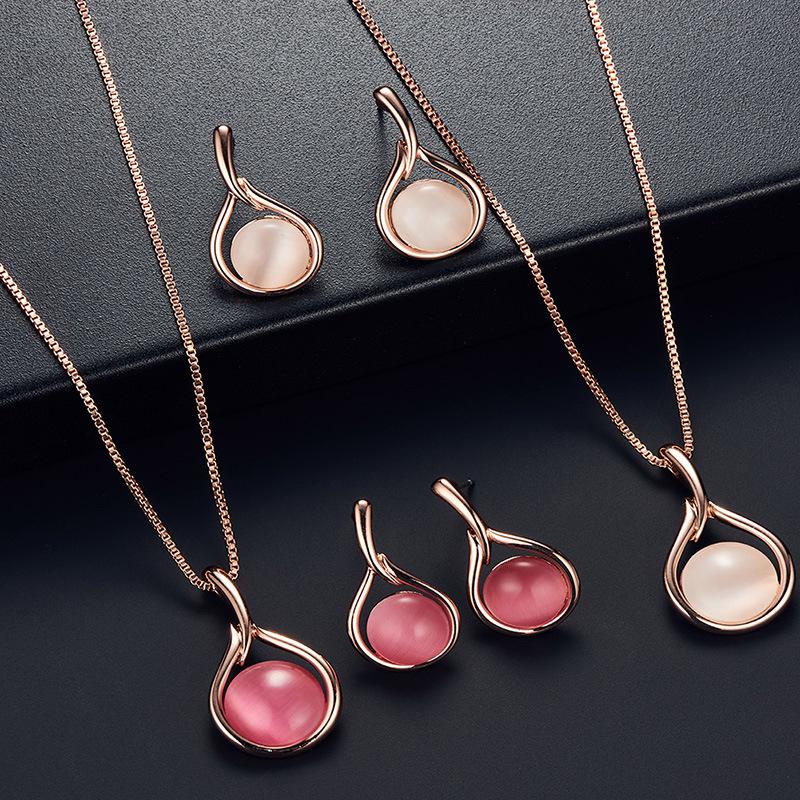 Cat's Eye European & American Statement Necklace and Earring Set - Bridal Jewelry Collection