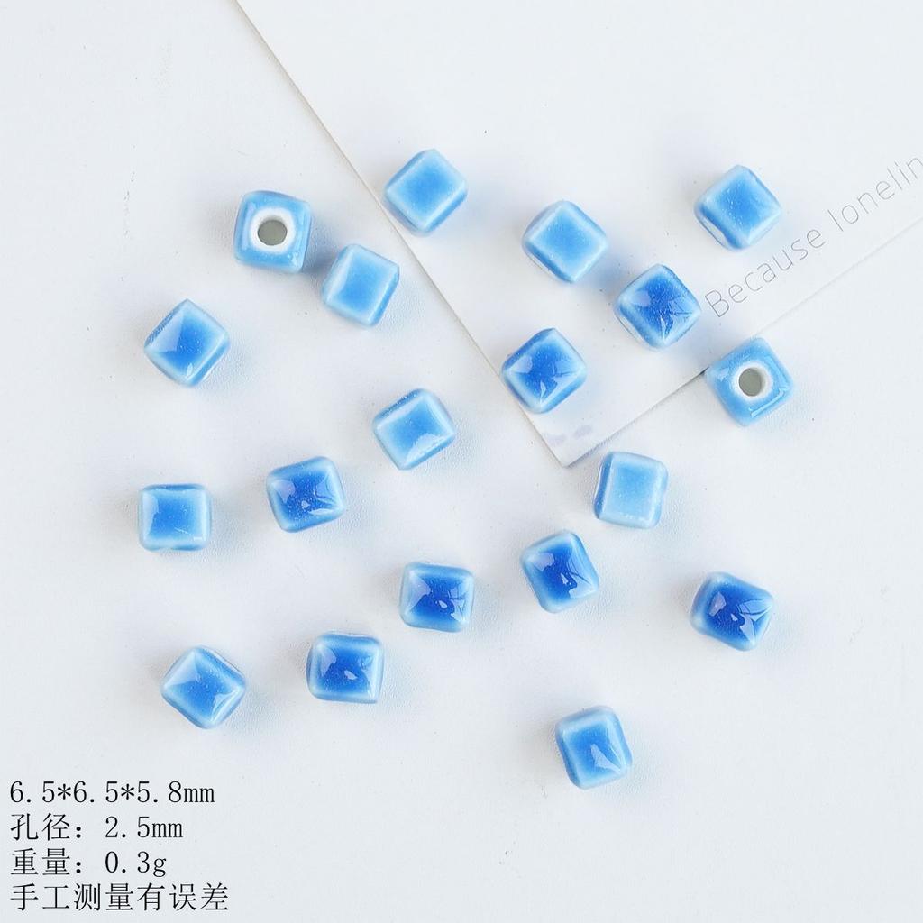Small square loose beads handmade DIY bead material ceramic necklace bracelet beaded accessories