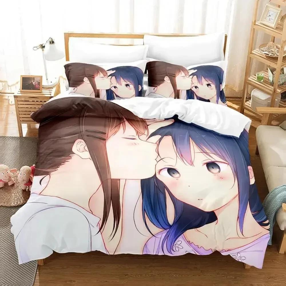 Adachi and Shimamura Bedding Set Cartoon Anime Three-piece Set Adult Kid Bedroom Duvet Cover Sets Comforter Bedding Sets Luxury