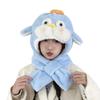 Ladies' Cartoon Cute Hat Scarf Integrated With Thick Velvet Insulation Hat For Keeping Warm