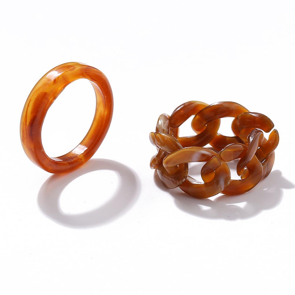 Jelly Color Chain Ring: Trendy Acrylic Resin Design