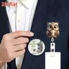 2D Flat Owl Retractable Badge Reel Brooch For Nurses, Doctors, Medical Students ID Holder