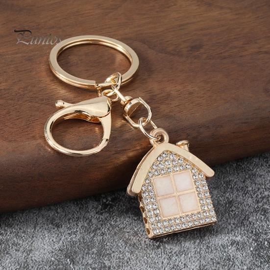 Non-blackening Metal Keychain Pendant, 3D Cabin Shape Key Holder with Lobster Home Settling Gift Clasp And Ring, Anti-Oxidation Fall-Resistant Window