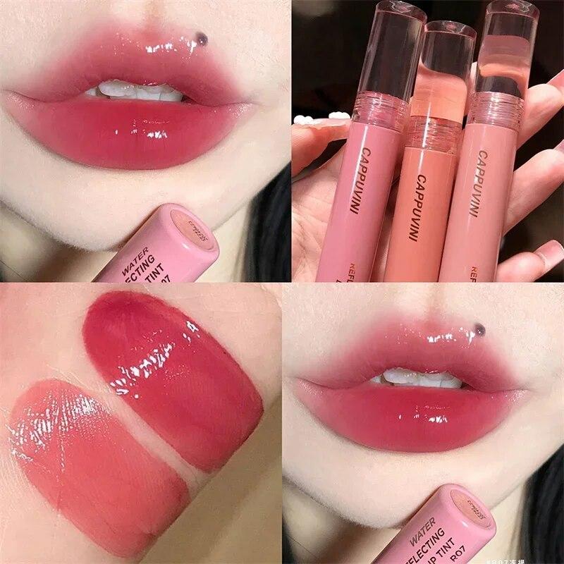 Neu 6 farbe Spiegel Färben Lip Gloss Feuchtigkeitscreme Flüssigkeit Lippenstift Wasserdicht Langlebige Rote Lippen Tönung Koreanische Make-Up Kosmetische