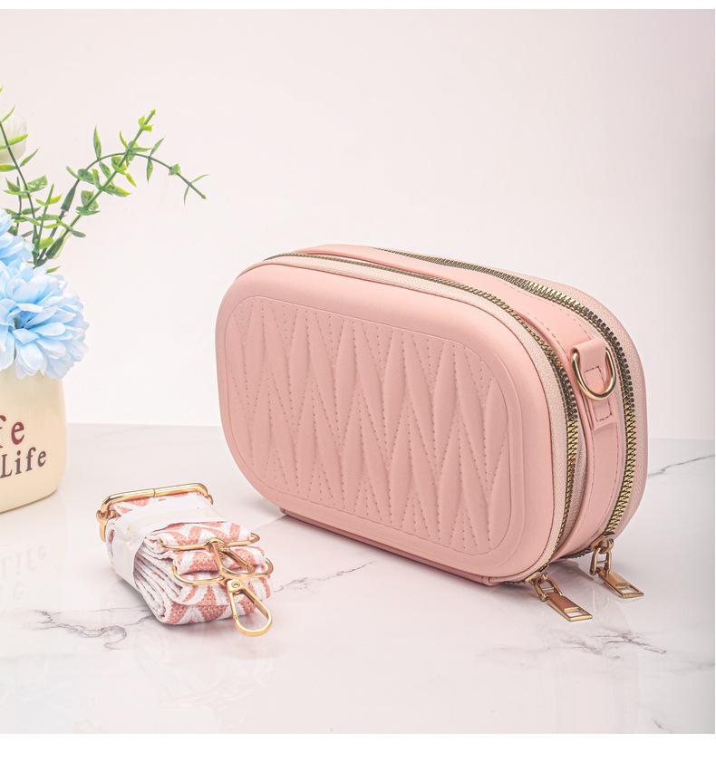 

Geometric Pattern Makeup Bag Shoulder Strap Minimalist Waterproof Toiletry Bag for Women Travel Portable Cosmetic Organizer рожевий