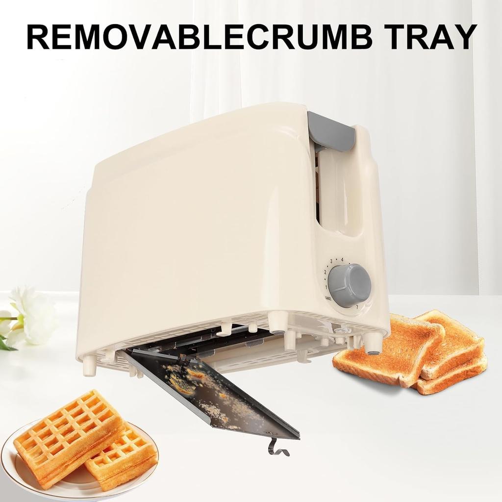 2 Slice Toaster, 750W Extra-Wide Slot Toaster with 7 Shade Settings, Removable Crumb Tray, Compact Design, White – Perfe