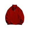 Autumn Winter Men's Plush Velvet Solid Long Sleeve Half Zip Polo Stand Collar Top