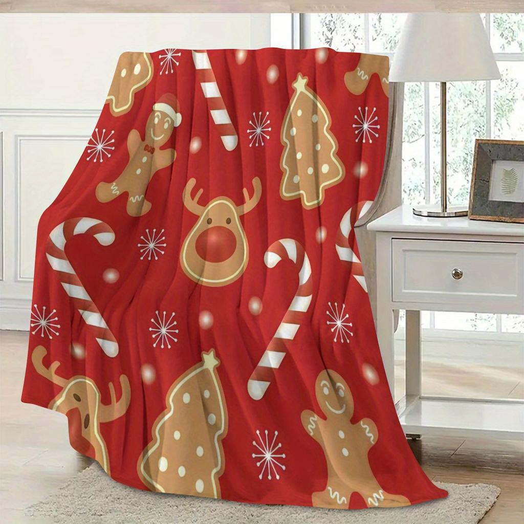 1pc Christmas Multi-Element Pattern Printed Blanket, Comfortable Soft Flannel Throw for Napping - Holiday Gift and Birthday Pres