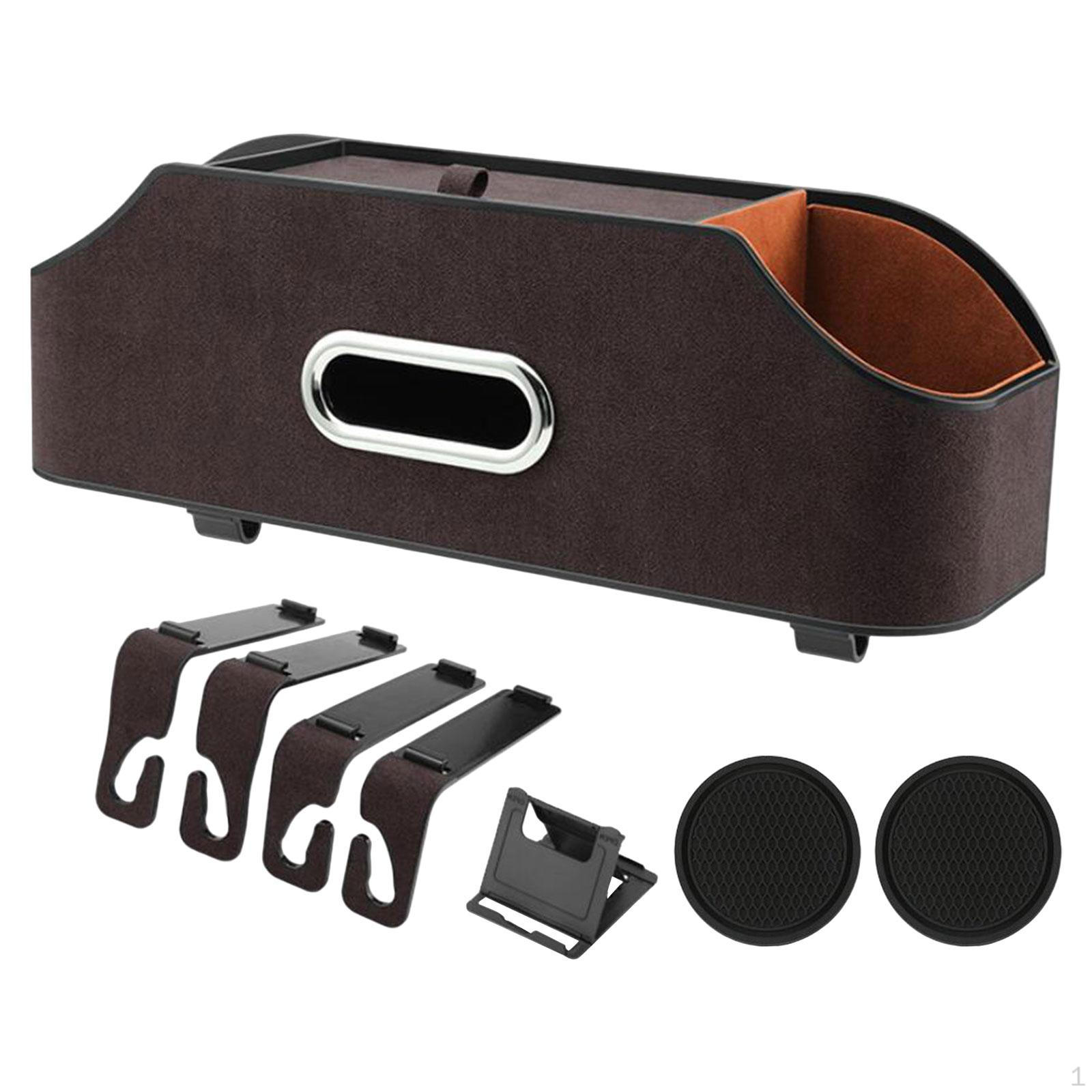 

Car Headrest Back Seat Hanging Box with Cup Mats Tissues Storage Practical Scratch Resistant коричневый