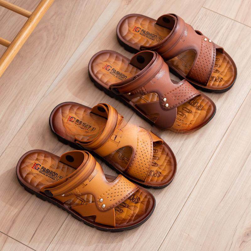 Sandali Estivi Nuovi in Pelle Sandali da Spiaggia a Punta Aperta Antiscivolo Traspiranti Scarpe a Doppio Uso Sandali Comodi Casual