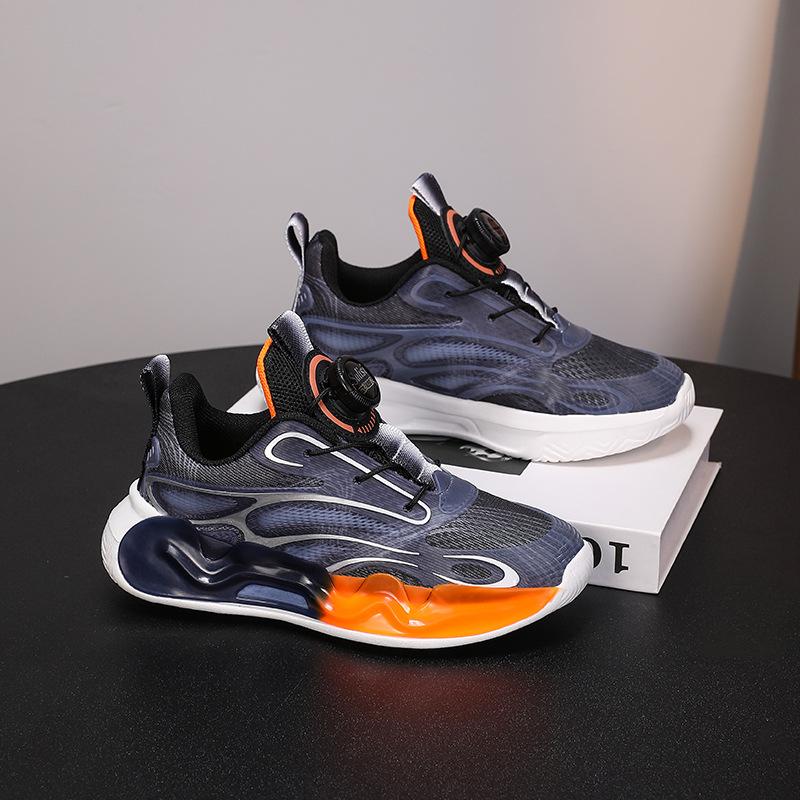 2025 new middle-aged and older children's shock absorption children's button shoes boys breathable mesh sports shoes summer running shoes