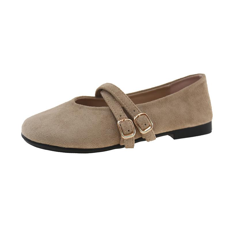 Spring new retro grandma shoes round head Mary Jane shoes one word buckle shallow mouth flat sole shoes women