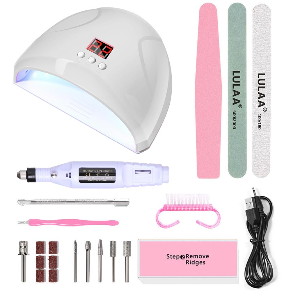 LINMANDA Electric USB Nail Drill Portable Polish File Kit with 36W UV LED Nail Lamp Gel Manicure Dryer Lamp Nail Starter Set