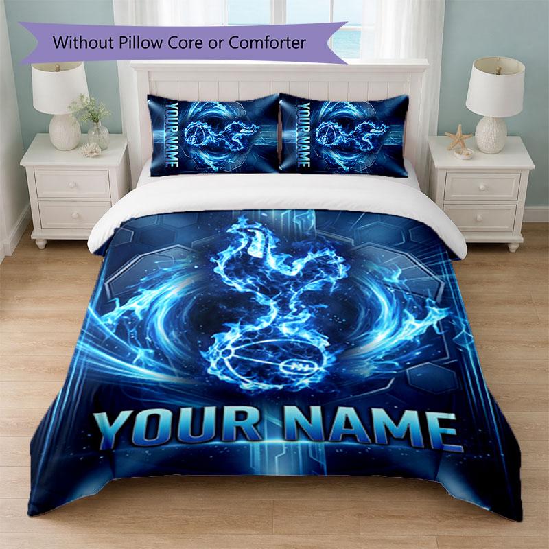 Tottenham Hotspur FC Benutzerdefinierter Name Text Bettwäsche-Set 1 Bettbezug + 2 Kissenbezüge Fußball-Logo Personalisierte Geschenkidee für besonderen Anlass Schlafzimmerdekoration