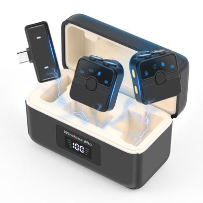 Microfone de Lapela Sem Fio com 2 Microfones Magnéticos ou de Clip Plug and Play Leve Visor Digital