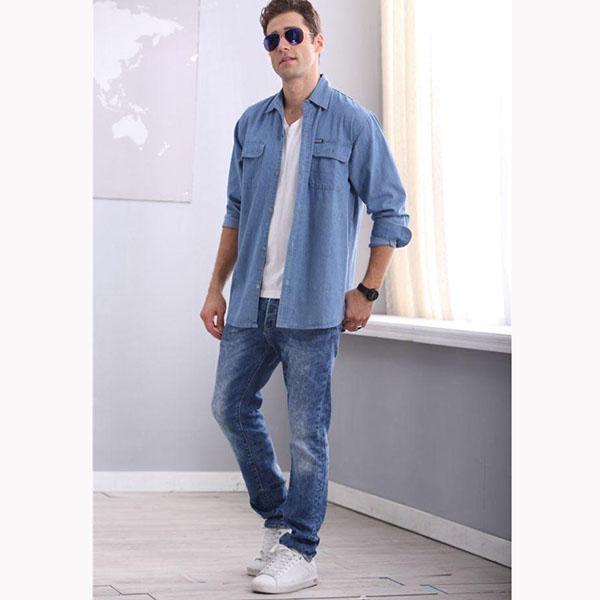 Chaqueta de mezclilla chaqueta suelta camisa de manga larga pantalones  vaqueros de bolsillo para hombres ropa exterior Casual primavera verano  Chaqueta Cardigan chaqueta de solapa de alta calidad camisa vaquera comprar  a