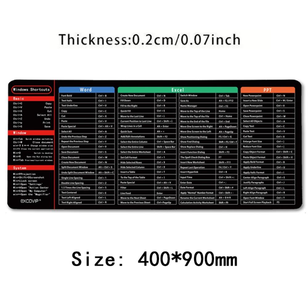 Rubber Desk Mat Waterproof Excel Shortcuts Mousepad New Quick Key Mousepad  Software PowerPoint